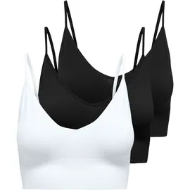 Only ONLVICKY RIB S-L V-NECK 3-PACK TOP NOOS Bustier Weiß S