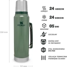 Stanley Classic Legendary Bottle 1.1 QT hammertone green 1 l