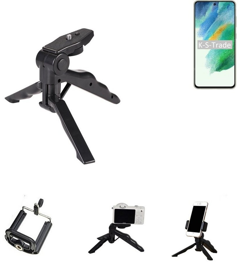 K-S-Trade für Samsung Galaxy S21 FE Exynos Smartphone-Halterung, (Stativ Tisch-Ständer Dreibein Handy-Stativ Ständer Mini-Stativ) schwarz