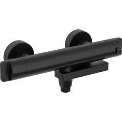 Wannenarmatur DEANTE "Thermostatbatterie, Auslauf klappbar, ergonomische Griffe", schwarz, B:29cm H:9cm T:17cm, Messing, Armaturen, Sicherheitssperre bei 38C