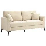 Homcom 2 Sitzer Sofa, Couch mit Leinenoptik, Metallbeine, Polstersofa, Gepolsterter Doppelsofa für Wohnzimmer, Schlafzimmer, 179 x 80 x 89 cm, Beige