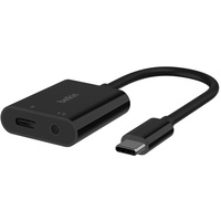 Belkin RockStar 3.5-mm-Klinken-Audio- und USB-C-Ladeadapter schwarz (NPA004btBK)