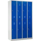 Gürkan Spind lichtgrau, enzianblau 106312, 8 Schließfächer 117,0 x 50,0 x 195,0 cm