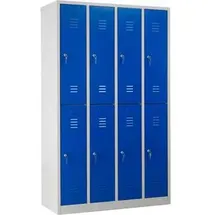 Gürkan Spind lichtgrau, enzianblau 106312, 8 Schließfächer 117,0 x 50,0 x 195,0 cm