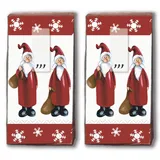 20 Taschentücher (2x 10) Taschentücher Santa bei der Arbeit/Weihnachtsmann / Winter/Weihnachten