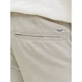 JACK & JONES "JPSTMARCO BREEZE SHORTS SRT", Herren, Gr. L, N-Gr, dusty olive detail:melange, Web, Obermaterial: 81% Baumwolle, 15% Leinen, 4% Elasthan, meliert, regular fit, Hosen Chinoshorts