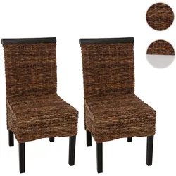 2er-Set Esszimmerstuhl Korbstuhl M45 Stuhl Bananengeflecht ~ dunkel, ohne Kissen