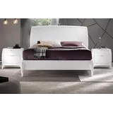 JVmoebel Schlafzimmer-Set Elegantes weißes Schlafzimmer Set mit Holz-Nachttischen, (Set, 3-tlg., Bett + 2x Nachttische), Made in Europa weiß