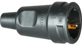 Kopp 180916009 Schutzkontakt-Gummikupplung, schweres Modell für härtesten Einsatz, Knickschutz, bruchfest, schlagfest, für Kabelquerschnitt bis 3x2,5mm2, Farbe: schwarz