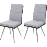 Mendler 2er-Set Esszimmerstuhl HWC-G54, Küchenstuhl Stuhl, Textil/Kunstleder Edelstahl gebürstet grau
