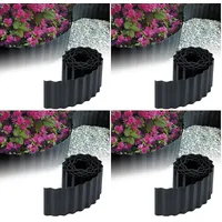 GARDENIX Rasenkante Kunststoff 9m, Höhe 10 cm - Beeteinfassung Gewellte für Blumenbeet - Beetumrandung Kunststoff Anthrazit, Beetbegrenzung, Flexibel, Wetterbeständig, Einfache Montage (Packung mit 4)