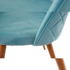 Mendler 6er-Set Esszimmerstuhl HWC-D53, Stuhl Küchenstuhl, Retro 50er Jahre Design Samt ~ türkis