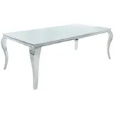 Esstisch Keramikplatte 180 x 90 cm Barock in Weiß Silber Esszimmertisch Tisch