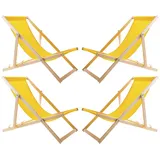 4x Liegestuhl Gartenliege Strandliege / Holz / Gelb