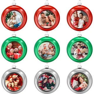 MAOYUTOU 9 Stück Weihnachtskugeln mit eigenem Bild, Christbaumkugeln Personalisierte selbst gestalten