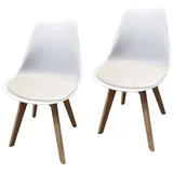 HTI-Living Esszimmerstuhl Stuhl Atlanta PU Muster 2er-Set (Set, 2 St), Esszimmerstuhl Kunststoffschale Kunstlederbezug Holzfüße weiß