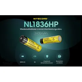 Nitecore Li-Ion Akku 18650 - 3600mAh - NL1836HP