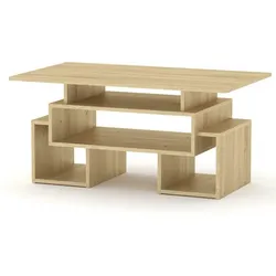 Couchtisch Tandem Design Tisch Wohnzimmertisch Beistelltisch ABS Kanten Ablagen SONOMA EICHE