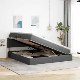 vidaXL Bett mit Stauraum und LED Dunkelgrau 180 x 200 cm Polyester