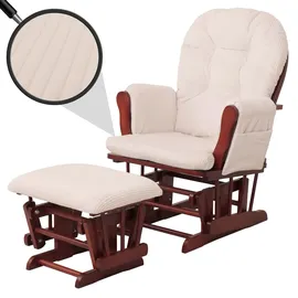 MCW Relaxsessel MCW-C76 Cord 320 g/m2 80 x 100 x 80 cm Creme mit Hocker