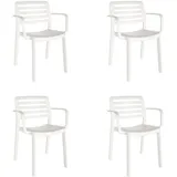 resol grupo Wind Innenstuhl, Außen | Garten, Terrasse, Balkon, Wohnzimmer, Küche, Esszimmer | Design, leicht, stapelbar, Kunststoff Harz Polypropylen, Weiß (Set 4 mit Armen), Set 4 unidades