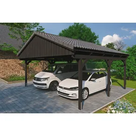 SKANHOLZ Fichtelberg Doppelcarport 6,18 x 5,66 m anthrazit inkl. Pfostenanker