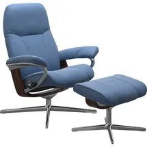 Stressless Relaxsessel STRESSLESS "Consul", blau (lazuli blau), B:78cm H:97cm T:70cm, Sessel, Relaxsessel, mit Cross Base, Größe S, M & L, Holzakzent Braun