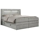 MKS Meble Boxspringbett Hellgrau, Textil, 2-Sitzer, H3, Rechteckig, 160x200 cm, Schlafzimmer, Betten, Boxspringbetten
