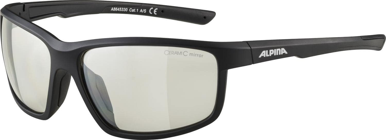 ALPINA DEFEY - Verspiegelte und Bruchsichere Sport- & Fahrradbrille Mit 100% UV-Schutz Für Erwachsene, black matt, One Size