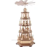 Müller GmbH Müller Pyramide Heilige Geschichte, 4-stöckig, Natur, elektrisch 70 cm hoch, beleuchtet und angetrieben (230V, 50Hz), Nicht für USA und Japan), original Erzgebirge Seiffen