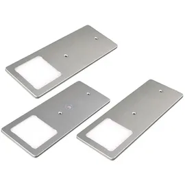 Kalb Material Für Möbel kalb LED Unterbauleuchten silber 5W- sehr flache Küchenleuchte Touch-Dimmfunktion Einbaustrahler Einbauspot, Auswahl:3er Set warmweiss