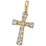 Firetti Kreuzanhänger Schmuck Geschenk Gold 375 Halsschmuck Anhänger Halskette Kreuz, mit Zirkonia (synth) gelb|goldfarben