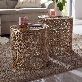 FineBuy Couchtisch 2er Set FineBuy Design Wohnzimmertisch rund Metall Beistelltisch