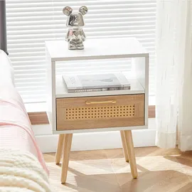 modfu Nachttisch, Weiß, Holzwerkstoff, 40x55x30 cm Schlafzimmer, Nachttische