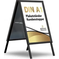 Plakatständer Kundenstopper Keitum Black Line DIN A1 schwarz | beidseitig für 2 Plakate | entspiegelte Schutzscheiben | Gehwegaufsteller | Dreifke®