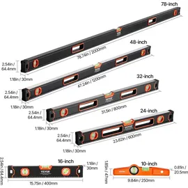 Vevor Wasserwaage 6er-Set 200/120/80/60/40/25 cm