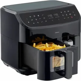 Medion P20 XXL Heißluftfritteuse mit 2 Kammern (8,7 Liter, Airfryer, 2.600 Watt, Doppelkammer, 9 Automatikprogramme, 2 Schubladen, Sichtfenster, Dualer Airfryer, Dual Cook & Sync-Finish Funktion)