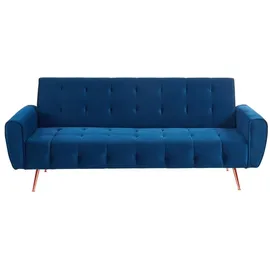vente-unique Schlafsofa Klappsofa 3-Sitzer - Samt - Dunkelblau - POLANI