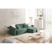 KAWOLA Ecksofa Cord 3-Sitzer Grün
