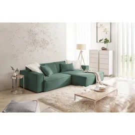 KAWOLA Ecksofa Cord 3-Sitzer Grün