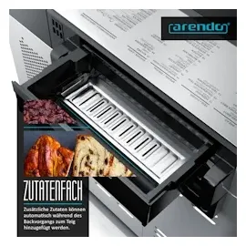 Arendo Brotbackautomat 550W, Brotbackmaschine, 25 Programme, glutenfreies Backen, Joghurtfunktion, 1 kg Kapazität, Direktantrieb