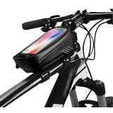Jlyifan Fahrrad Handyhalterung Front Rahmentasche Fahrrad Touch Screen Lenkertasche für iPhone 11, iPhone 11 Pro Max, XS Max, XR / 8 7 Plus, Google Pixel 4 / 3a / 3 / OnePlus 7 7T 6 (Schwarz)