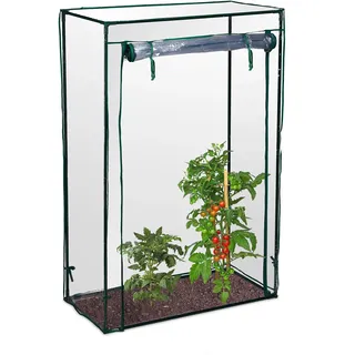 Relaxdays Tomatengewächshaus 1 x 0,5 x 1,5 m transparent/grün