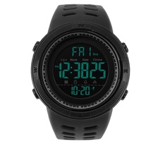 Dilwe Digitale Herren-Armbanduhr mit Zifferblatt rund Sports wasserdicht PC Geschenk, schwarz