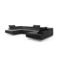 Wohnlandschaft mit Schlaffunktion Memphis , schwarz , Maße (cm): B: 342 H: 55