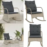 Vidaxl - Garten-Schaukelstuhl mit Kissen Hellgrau Poly Rattan - Gartenschaukelstuhl - Outdoor Möbel - Gartenstuhl - Relaxsessel - Lounge Chair - Home