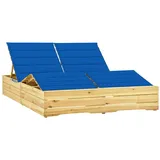 Doppelliege Gartenliege Sonnenliege Holzliege Mit Auflagen Royalblau Kiefernholz