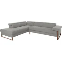 W.Schillig Ecksofa "finn, Designsofa mit tollem Sitzkomfort, bequem, L-Form", grau (steel s22), B:281cm H:71cm T:230cm, Flachgewebe S22 (100% Polyester);Stoff S37 (100% Polyester);Longlife Xtra-Leder Z59: Glattleder mit modischer Prägung.
