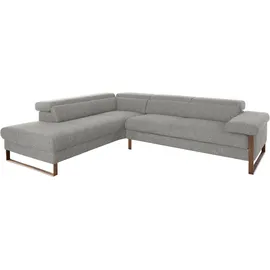 W.Schillig Ecksofa "finn, Designsofa mit tollem Sitzkomfort, bequem, L-Form", grau (steel s22), B:281cm H:71cm T:230cm, Flachgewebe S22 (100% Polyester);Stoff S37 (100% Polyester);Longlife Xtra-Leder Z59: Glattleder mit modischer Prägung.