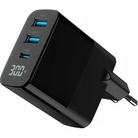 Gembird TA-UC-PDQC30LCD-BK-02 GaN 30W 3 Ports LCD Schwarz